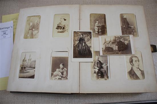 A Victorian photograph album containing 224 cabinet photographs of military figures, politicians, dignitaries, etc., qto, green moroc